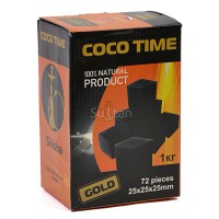 Уголь кокосовый Cocotime GOLD 1кг (72 шт), большой кубик